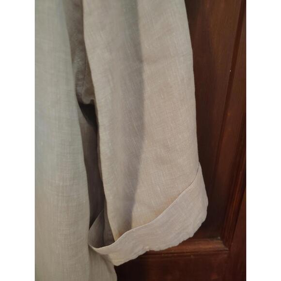Chico's beige Button Blouse 100% Linen Large (2) - Picture 5 of 8
